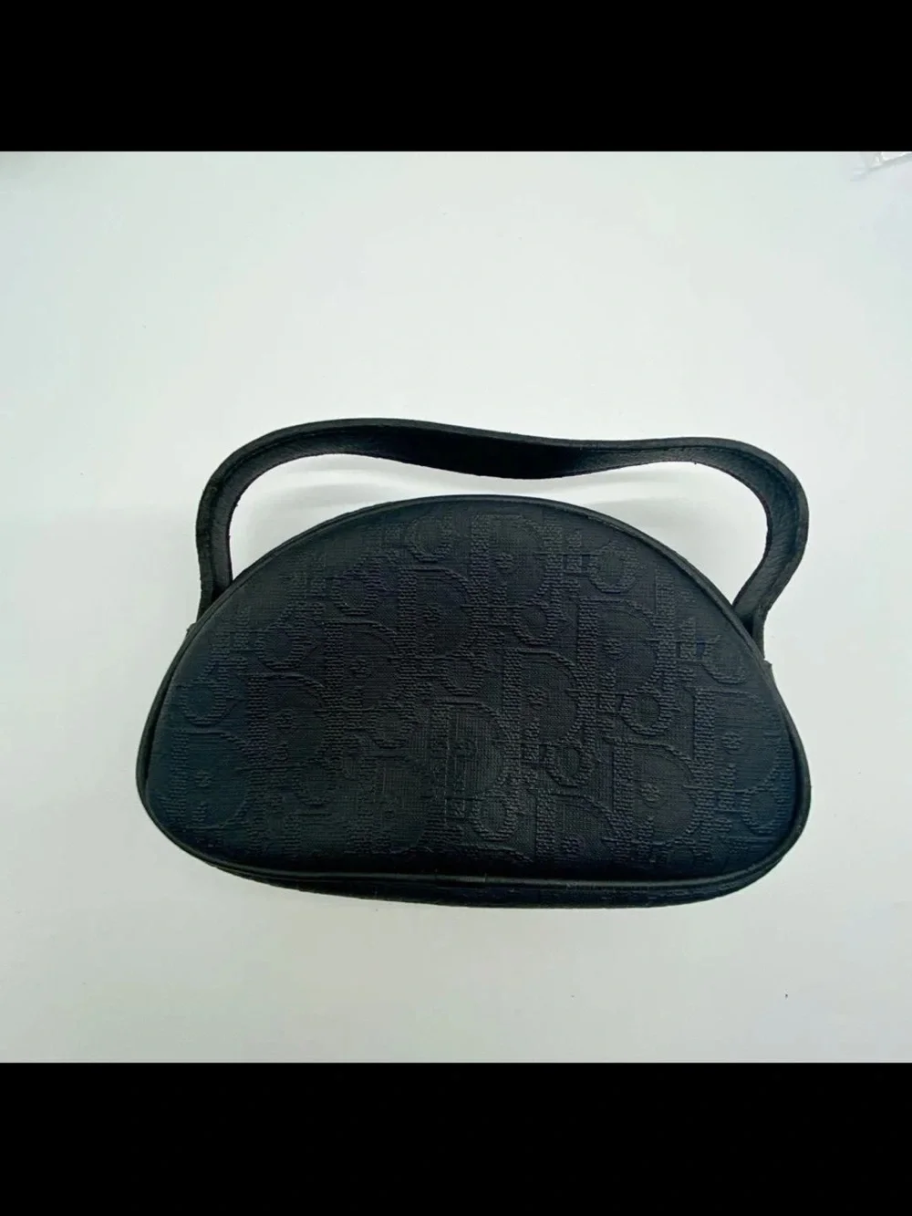 Dior Black Embossed Logo Shoulder Bag